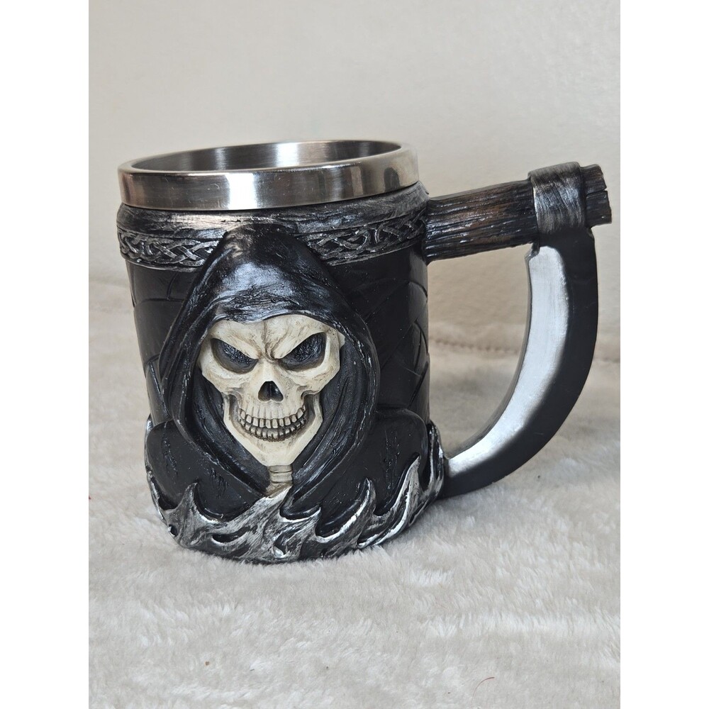 Skeleton Ghost Grim Reaper With Scythe Death Tankard Coffee Beer Mug Cup Death